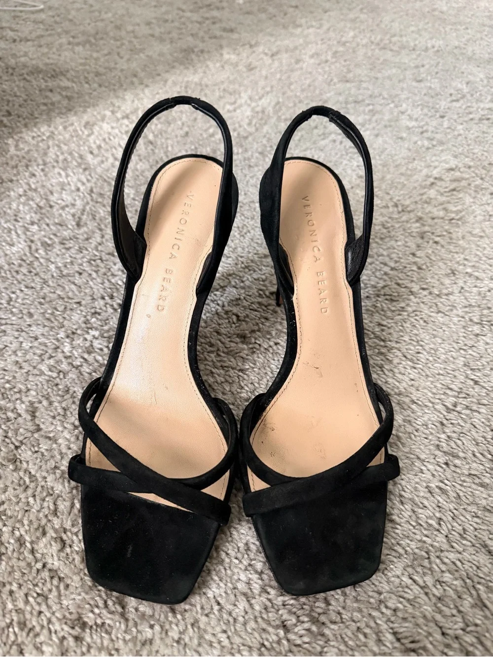 Veronica Beard Black Suede Crisscross Slingback Heels